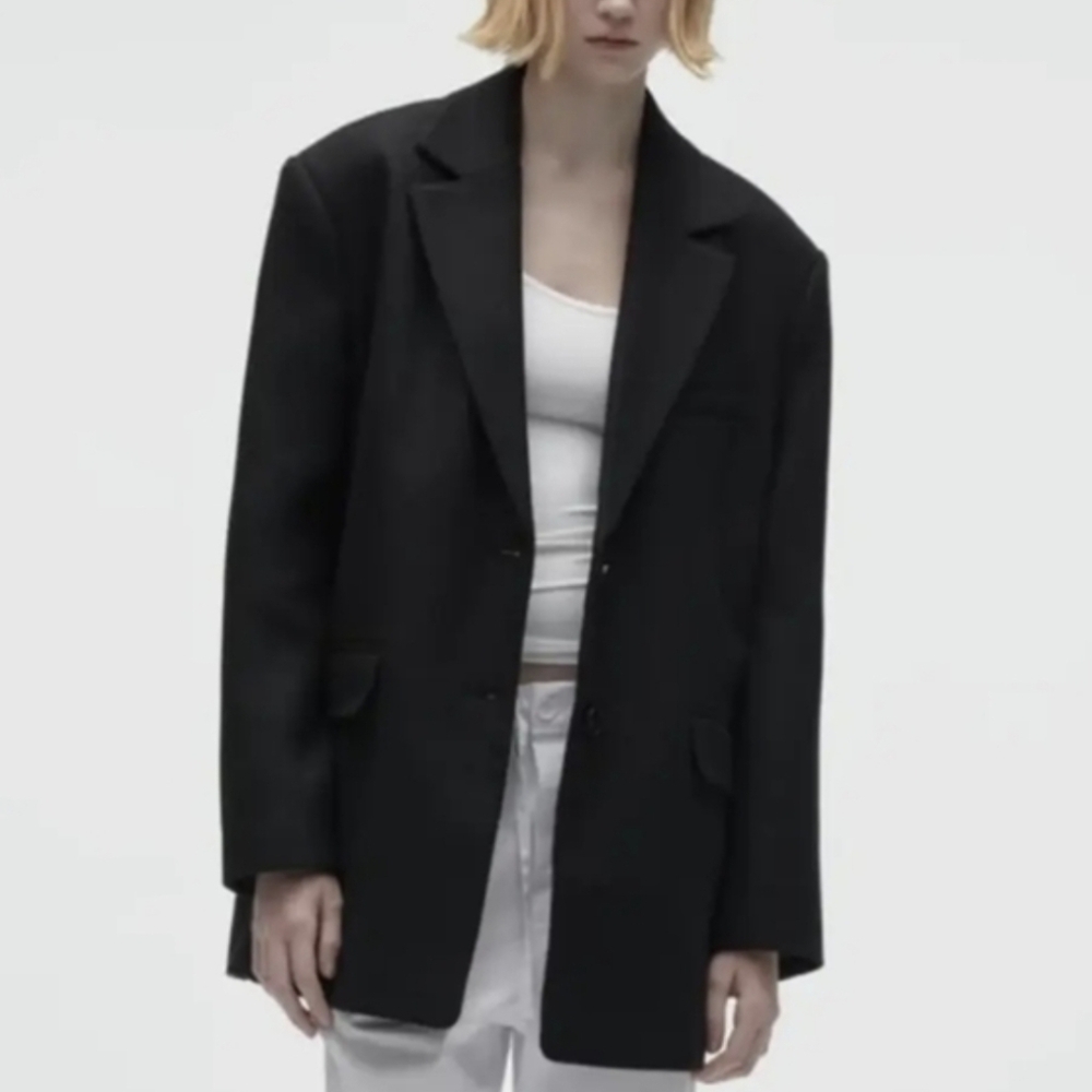 Like New Zara Elegant Black Wool Blend Blazer